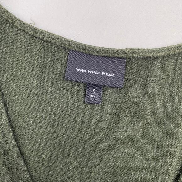 Who What Wear Linen Blend Belted Wide Leg Jumpsuit Romper Forest Green Medium - Picture 7 of 14